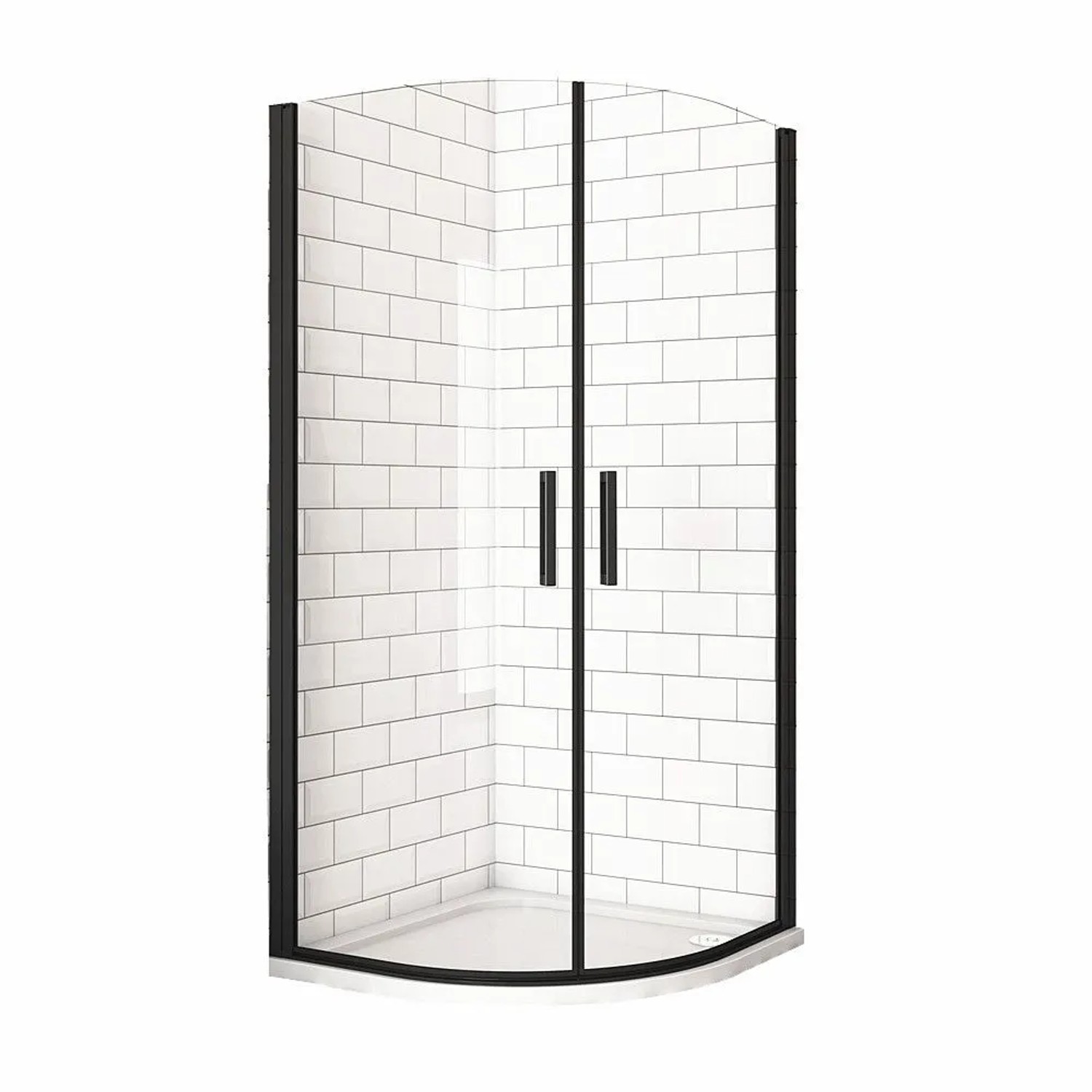 Duschparadies Runddusche Duschkabine Viertelkreis 90 x 90 x 195cm Duschtür 6mm ESG Schwingtür Schwarzrahmen