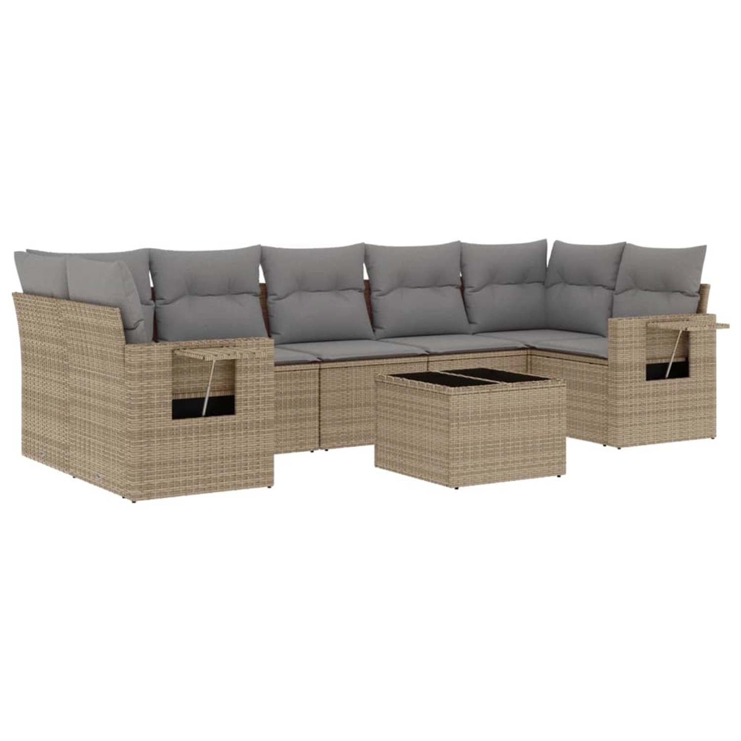 vidaXL 8-Tlg Garten-Sofagarnitur mit Kissen Beige Poly Rattan 3252276 günstig online kaufen