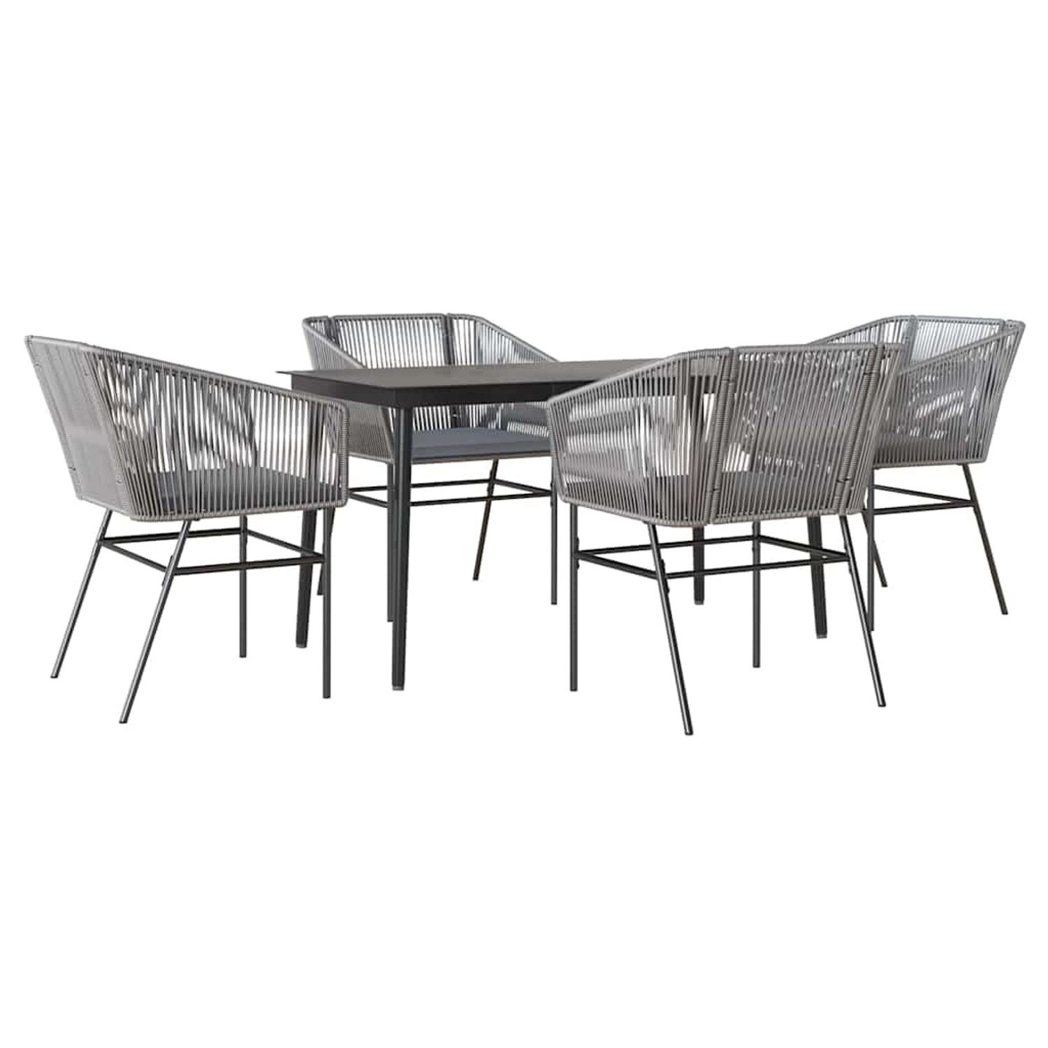 vidaXL 5-Tlg Garten-Essgruppe mit Kissen Grau Poly Rattan Glas 3334529 günstig online kaufen