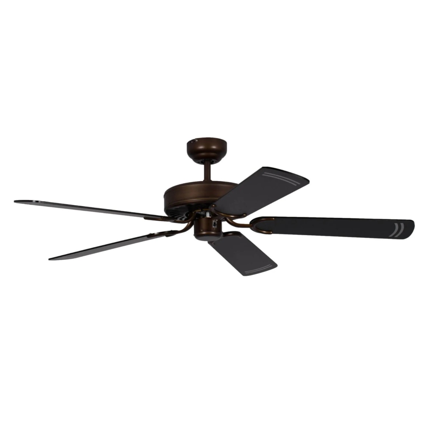 Pepeo Deckenventilator Potkuri, Bronze-Optik, schwarze Flügel, 132 cm Durchmesser.