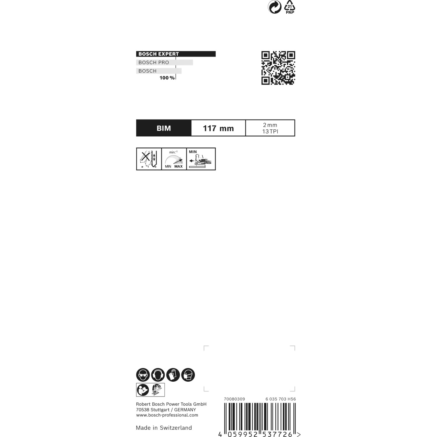 Bosch Expert T308BFP Stichsägeblätter für Laminat, saubere Schnitte oben/unten.