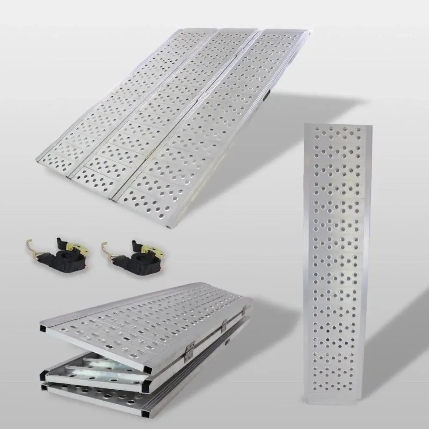DREIBREIT Auffahrrampe, 3-fach klappbar, Alu, 1020kg Tragkraft, Zubehör für Autoanhänger.