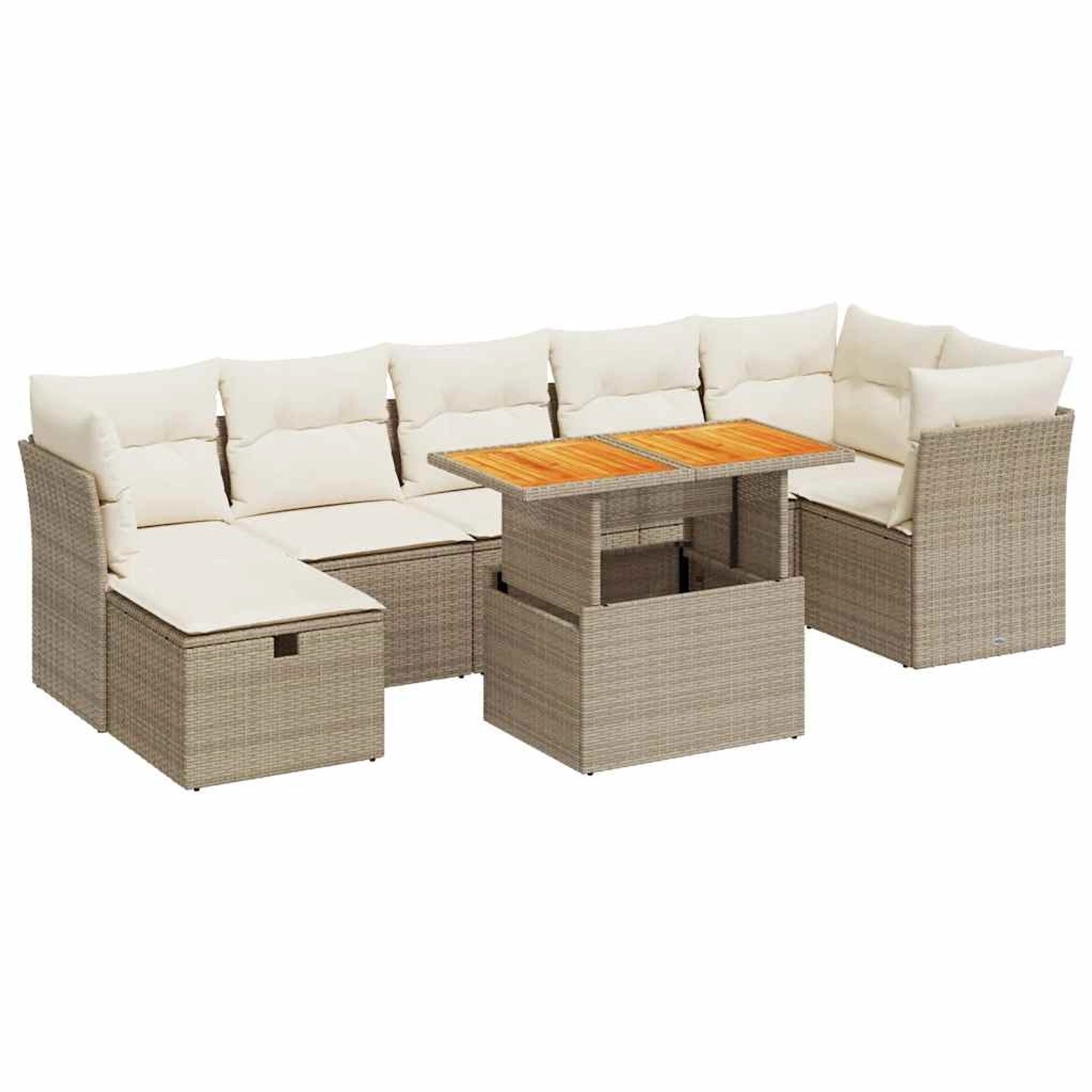 vidaXL 8-Tlg Garten-Sofagarnitur mit Kissen Beige Poly Rattan Akazie 332798 günstig online kaufen