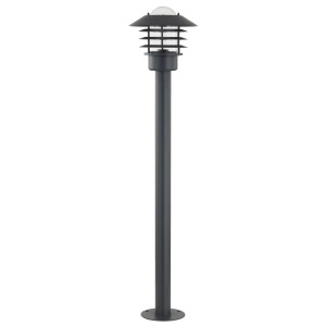 Schwarze Lindby Belmiro Wegeleuchte aus Metall, 100 cm hoch, für E27 Leuchtmittel. Spritzwassergeschützt.