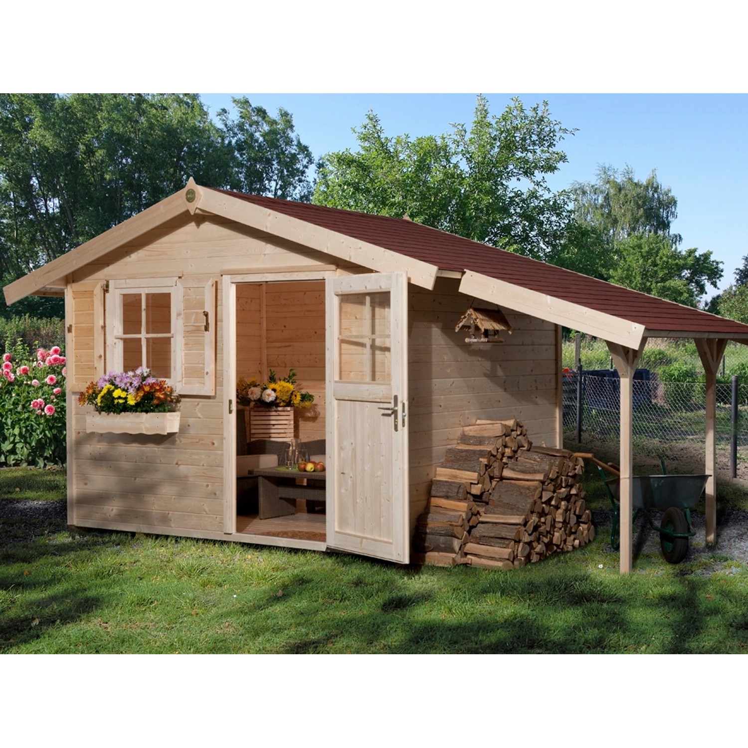 OBI Outdoor Living HolzGartenhaus Bozen Satteldach Unbehandelt 420 cm