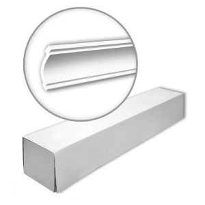 Verpackung des PROFHOME Eckleisten Sets mit 14 weißen Zierleisten (28 m) für Paneele.