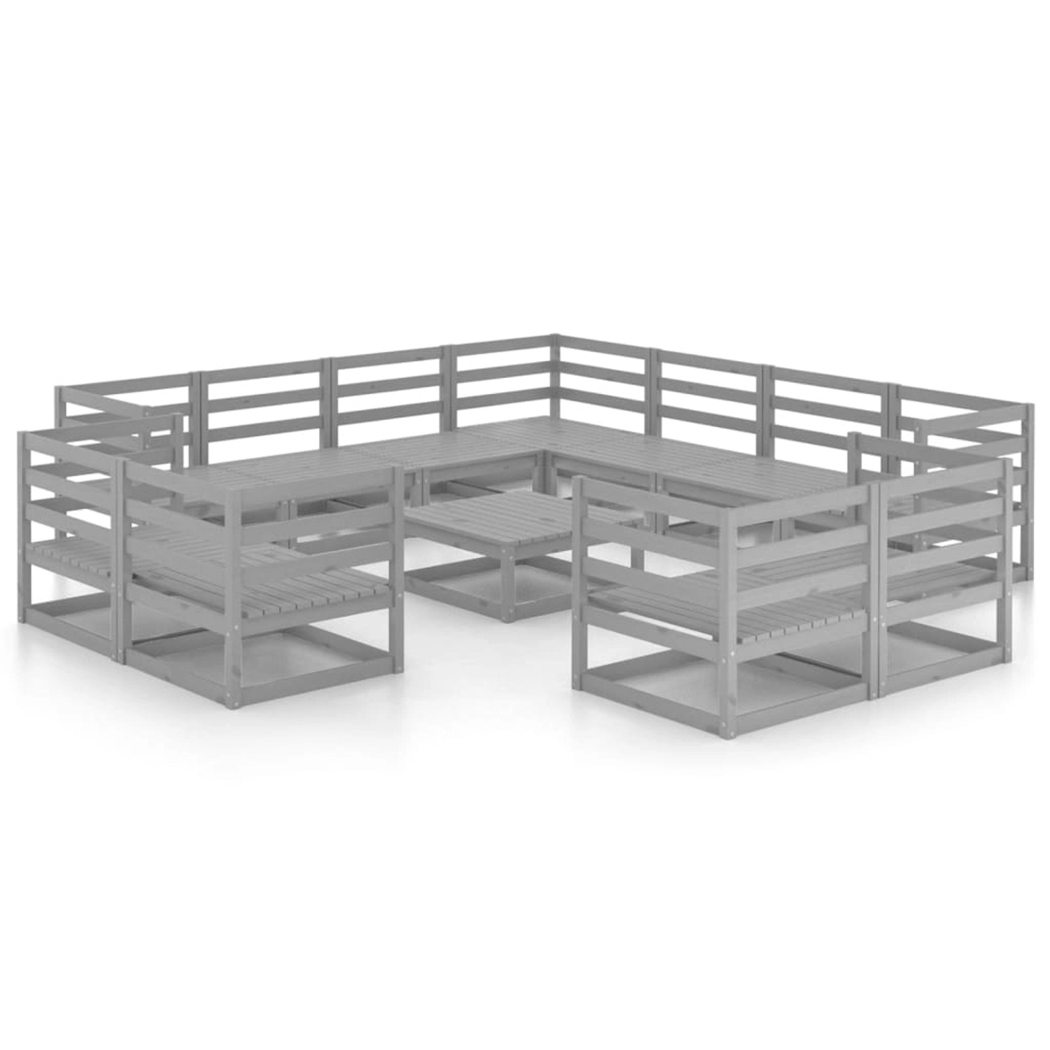 vidaXL 12-tlg Garten-Lounge-Set Grau Kiefer Massivholz Modell 5 günstig online kaufen