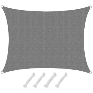 Graues, viereckiges AMANKA Sonnensegel (1,5x2m) aus HDPE mit Seilen zur Montage.