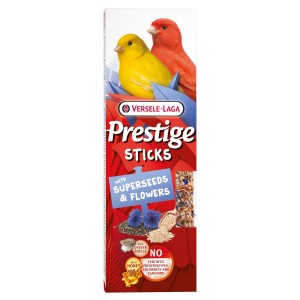 Versele-Laga Prestige Sticks Kanarien mit Saaten und Blüten, 60g, 2 Stück. Ergänzungsfutter für Vögel.