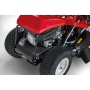Detailaufnahme: Roter Troy-Bilt Aufsitzmäher Mini-Rider 76T-S, Rasentraktor mit Seitenauswurf.