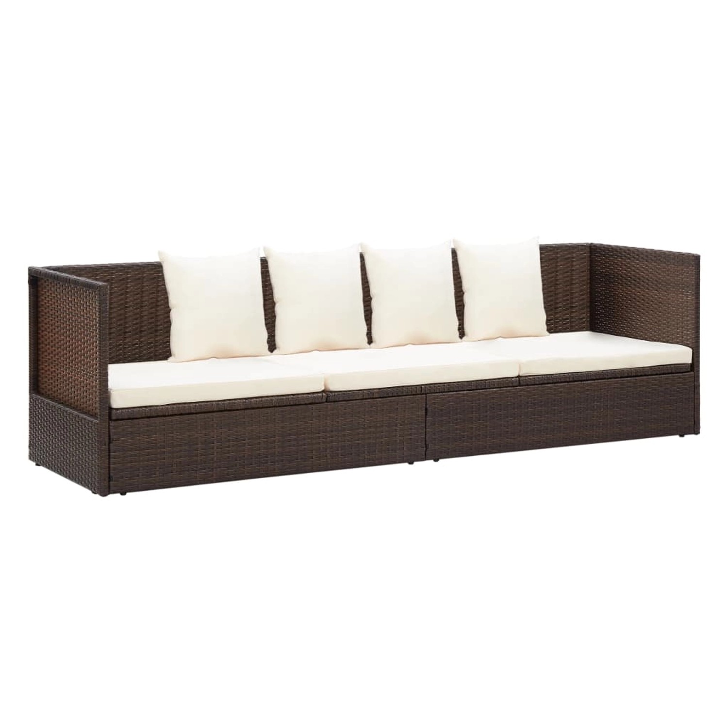 vidaXL Garten-Sofabett mit Kissen Poly Rattan Braun 49392