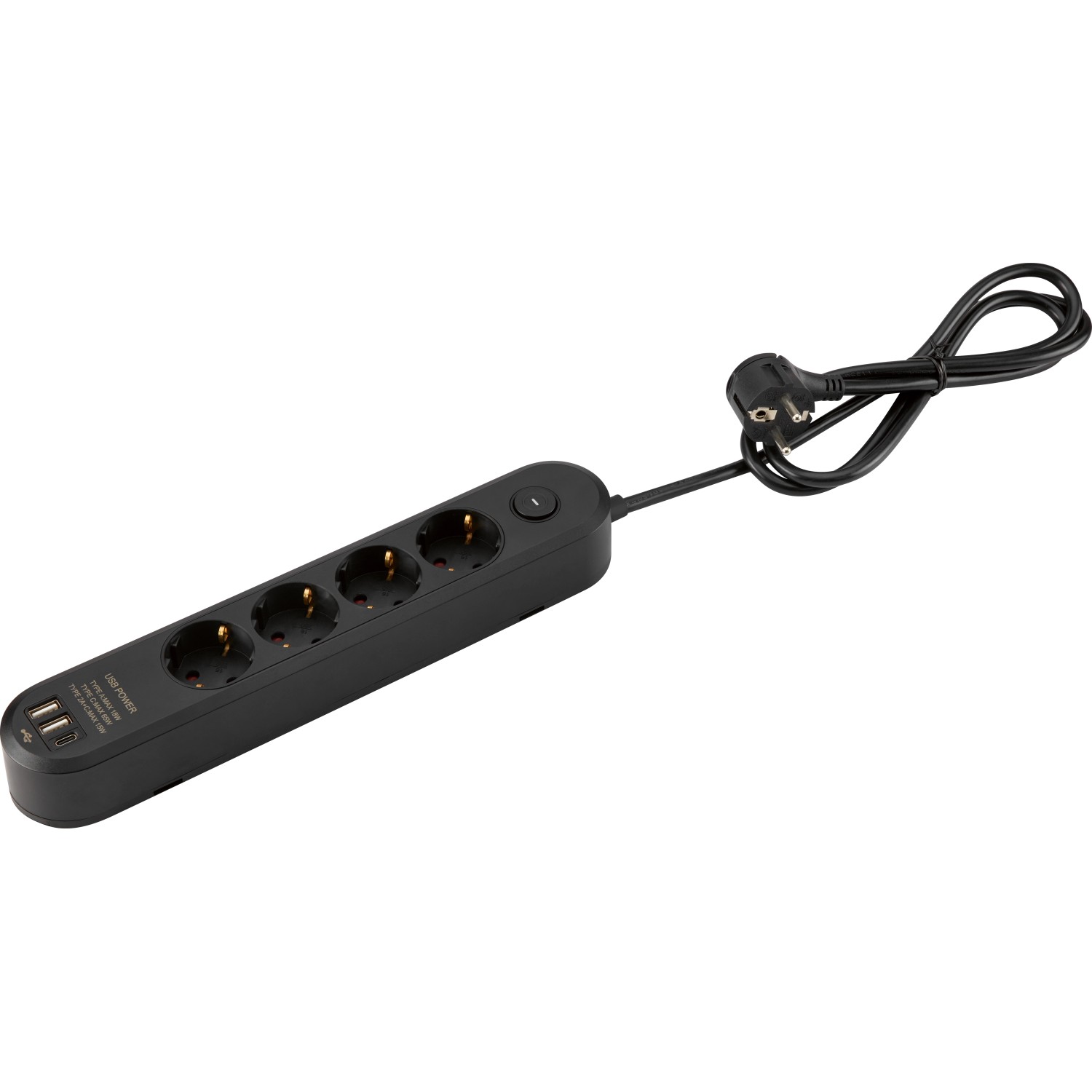 Steckdosenleiste 4-fach USB Ein-Aus-Schalter