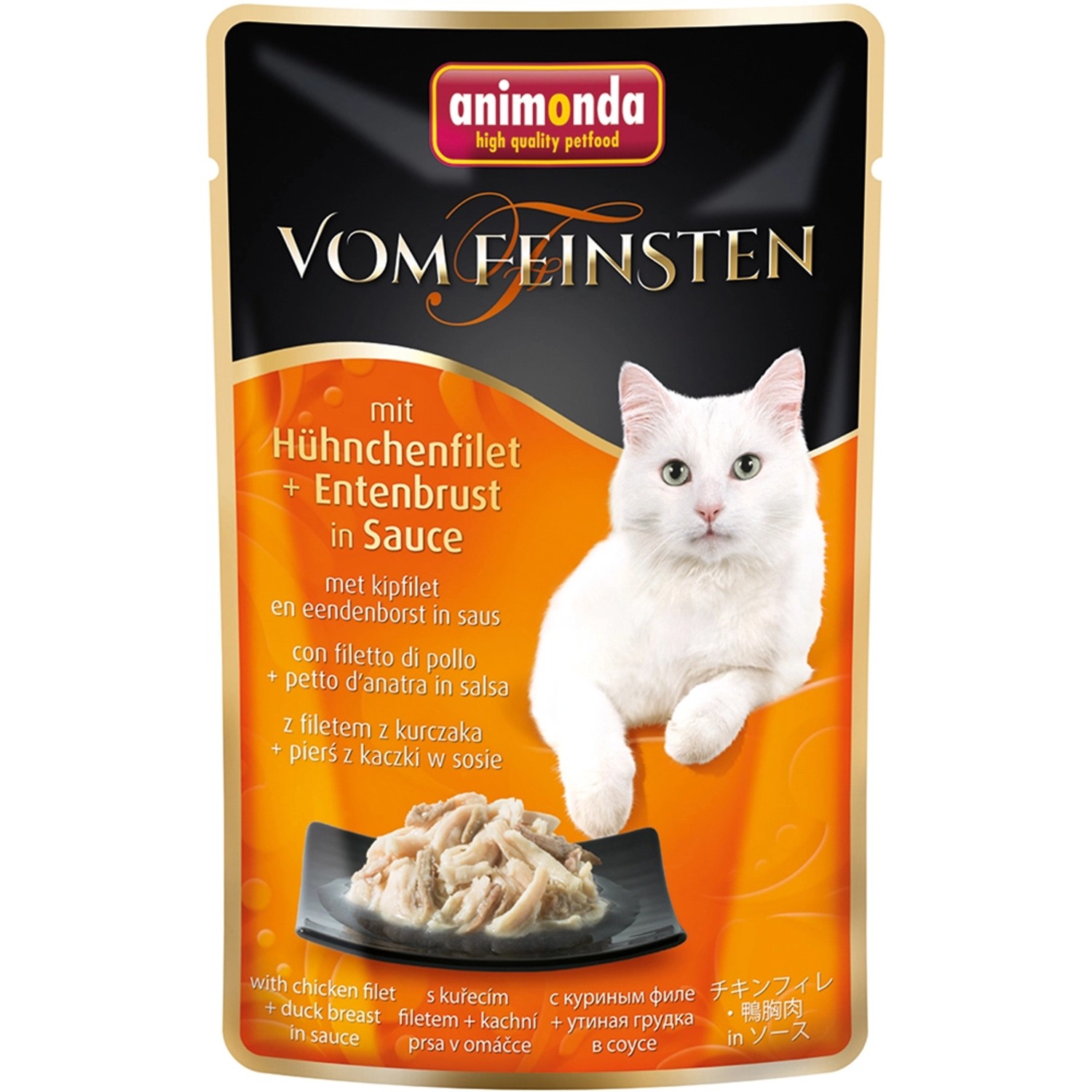 Vom Feinsten Katzen-Nassfutter in Sauce Huhn und Ente 50 g
