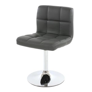 Grauer MCW Esszimmerstuhl Cadiz im 6er-Set mit Kunstlederbezug und verchromtem Gestell.