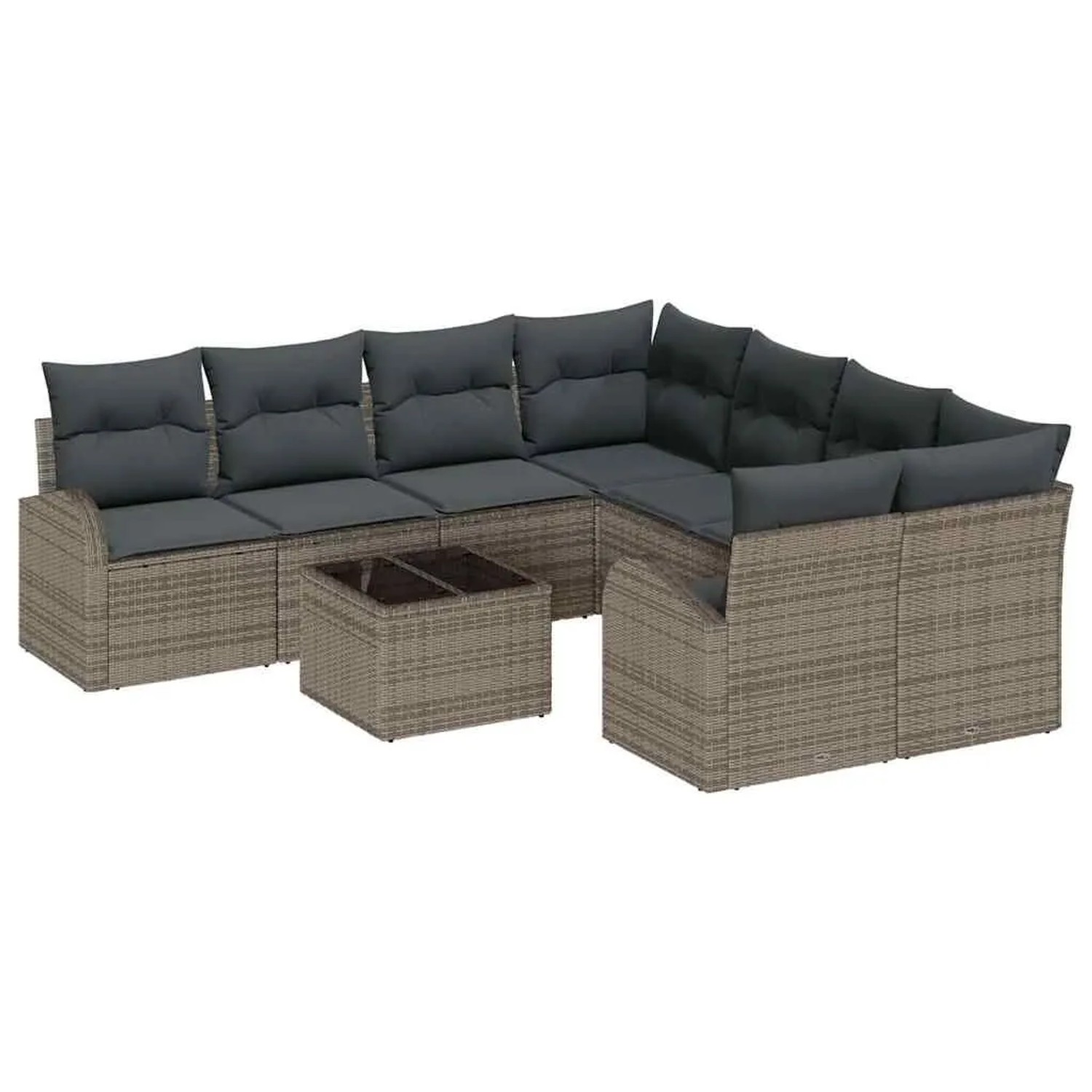 vidaXL Gartensofa-set Grau 55 x 55 x 37 cm Poly-Rattan 3345979 günstig online kaufen