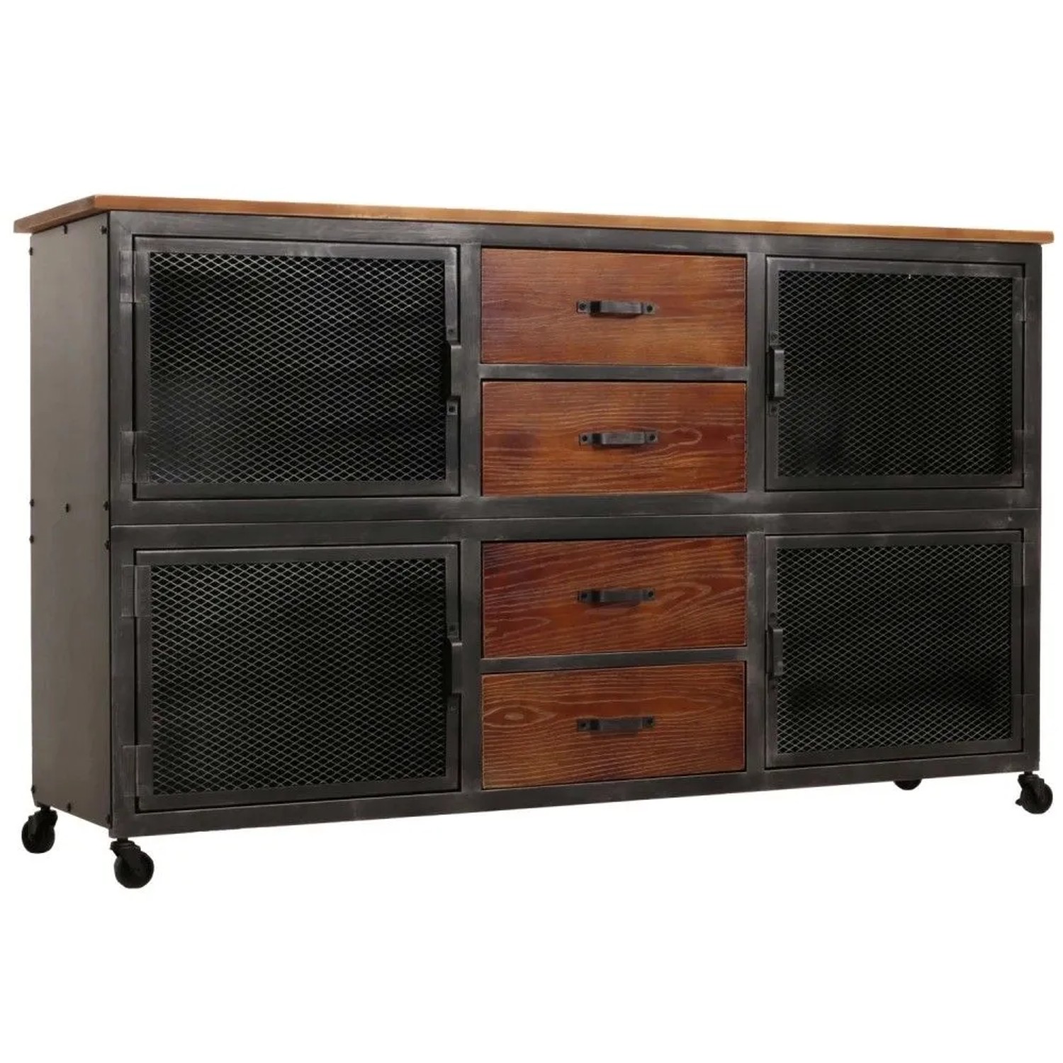 MCW Werkstattwagen N28 4 Schubladen 90x150x40cm Schwarz Natur