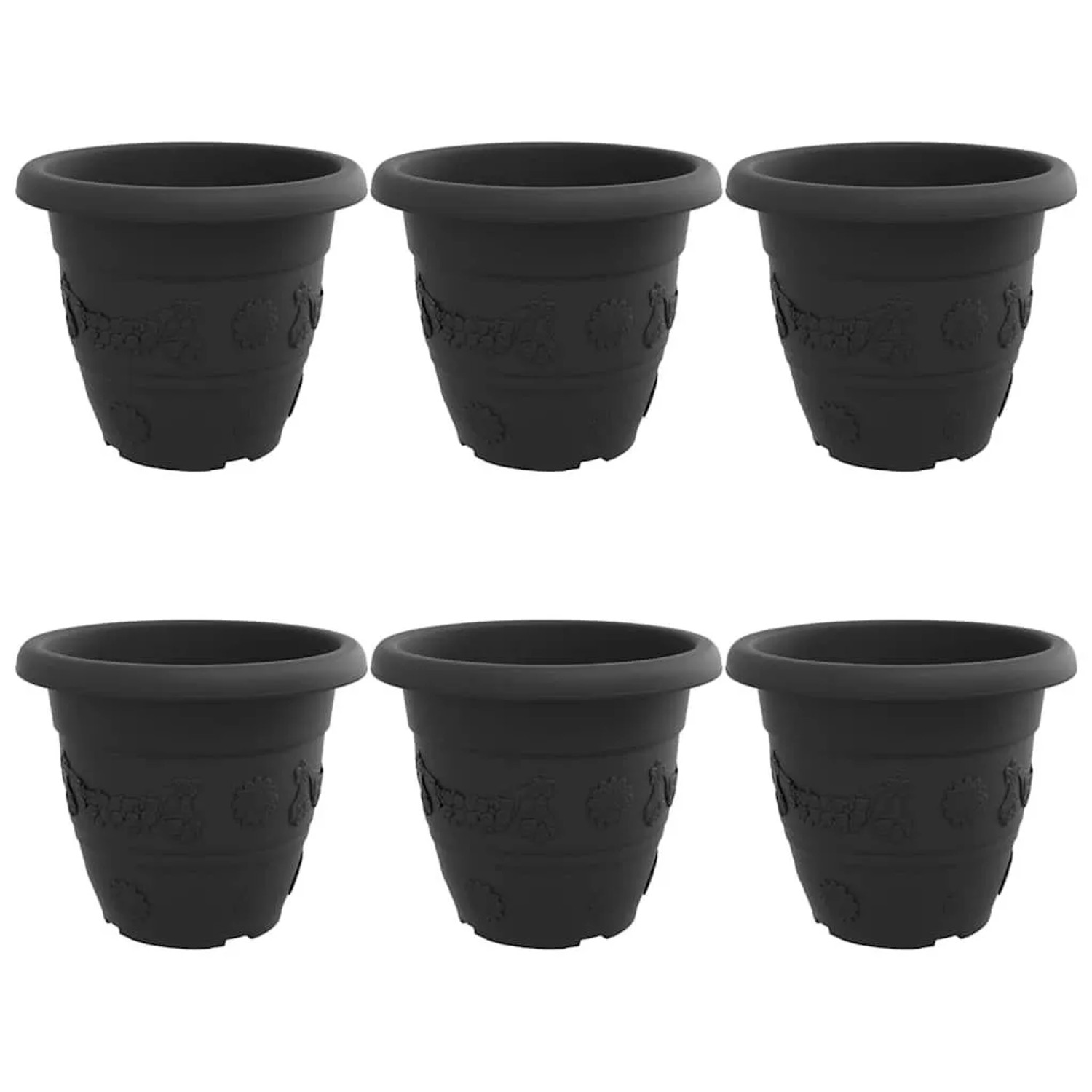 vidaXL Runder Blumentopf 6 Stk Schwarz Ø 26 x 21,5 cm Kunststoff 42020288
