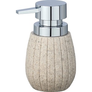 Wenko Schaumspender Cantaloup Beige aus Polyresin mit Chrom-Pumpe für Badezimmer.