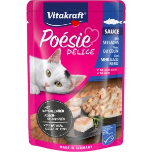 Vitakraft Poésie Délice Seelachs in Sauce, 85g Nassfutter für Katzen.