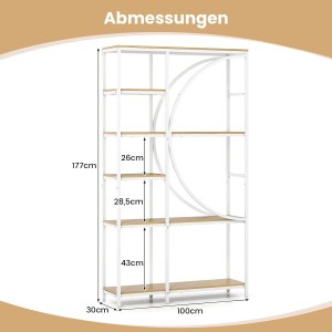 Costway Geometrisches Bücherregal Holz & Metall ‎Natur 100 x 30 x 177 cm