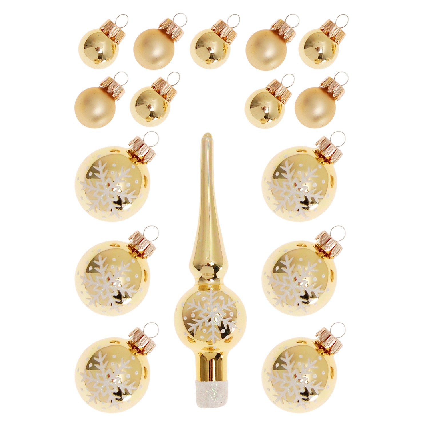 Krebs Glas Lauscha Baumschmuck Mini-Dekoset mit Spitze Goldfarbig 3cm günstig online kaufen
