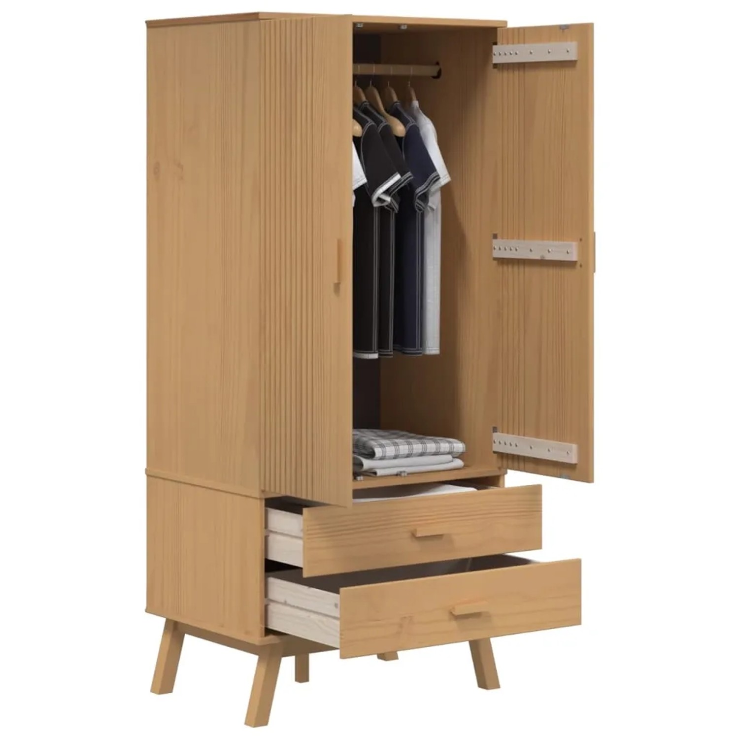 vidaXL Kleiderschrank OLDEN Braun 76,5x53x172 cm Massivholz Kiefer 358594_5