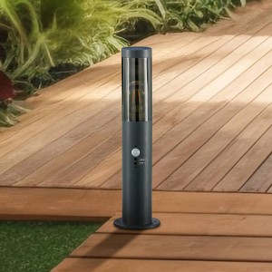 Lindby Außenleuchte Statius 10012784 mit Bewegungsmelder Spritzwassergeschützt Modern in Schwarz aus Metall 1-flammig E27