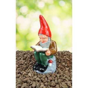 Heissner Gartenzwerg Wilhelm, 30 cm, sitzend mit Buch, Gartendekoration.