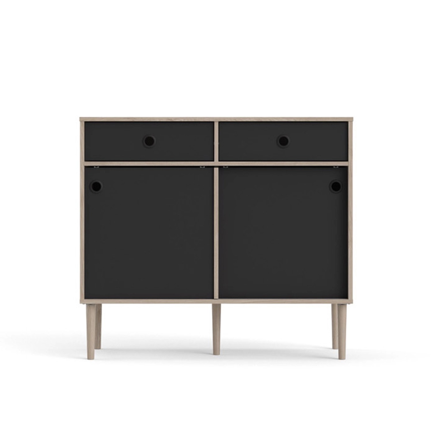 ebuy24 Penny Sideboard 2 Schiebetüren und 2 Schubladen Hickory-Dekor und Ma günstig online kaufen