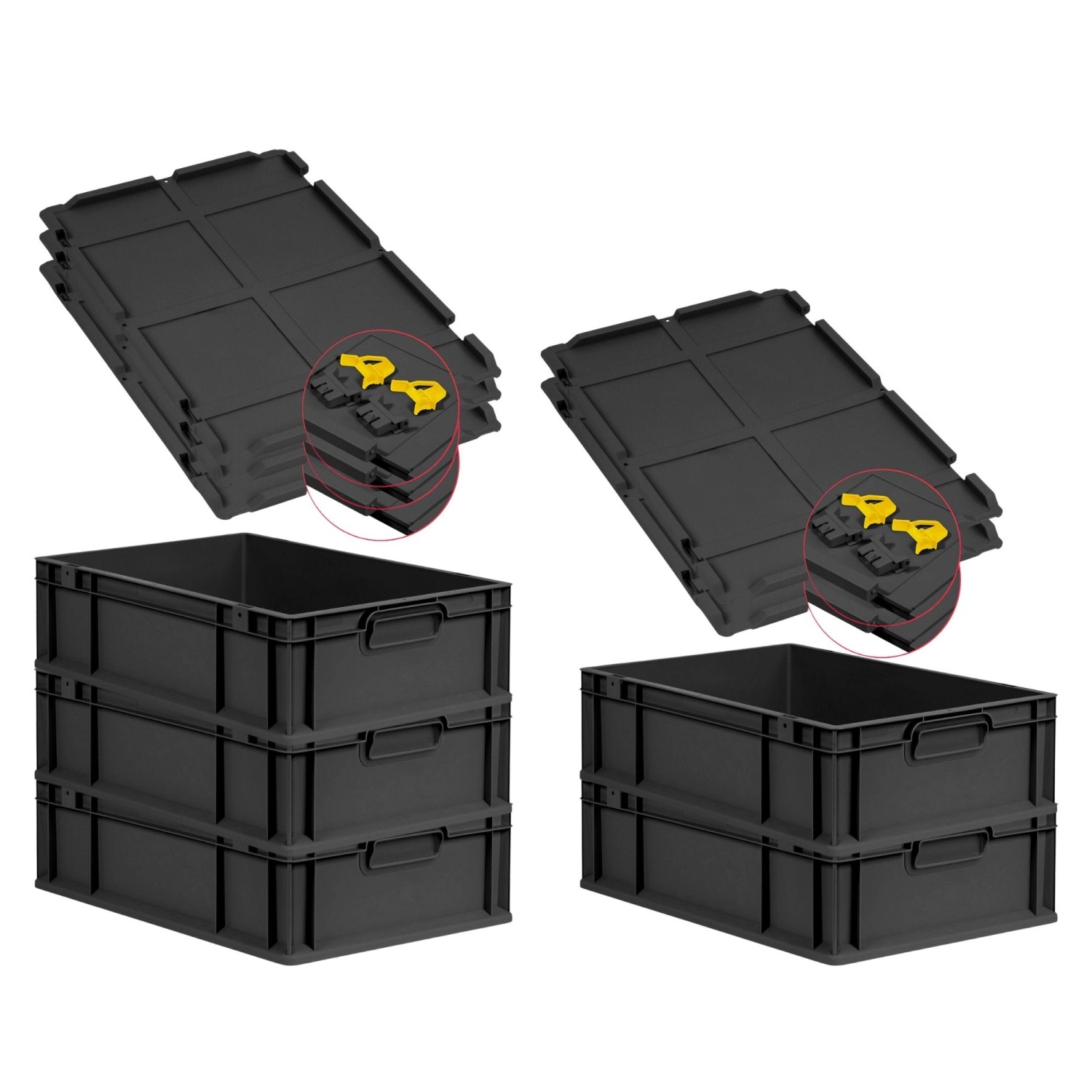 PROREGAL SuperSparSet 5x Eurobox Nextgen Grip Mit Scharnierdeckel Und Gelbe günstig online kaufen