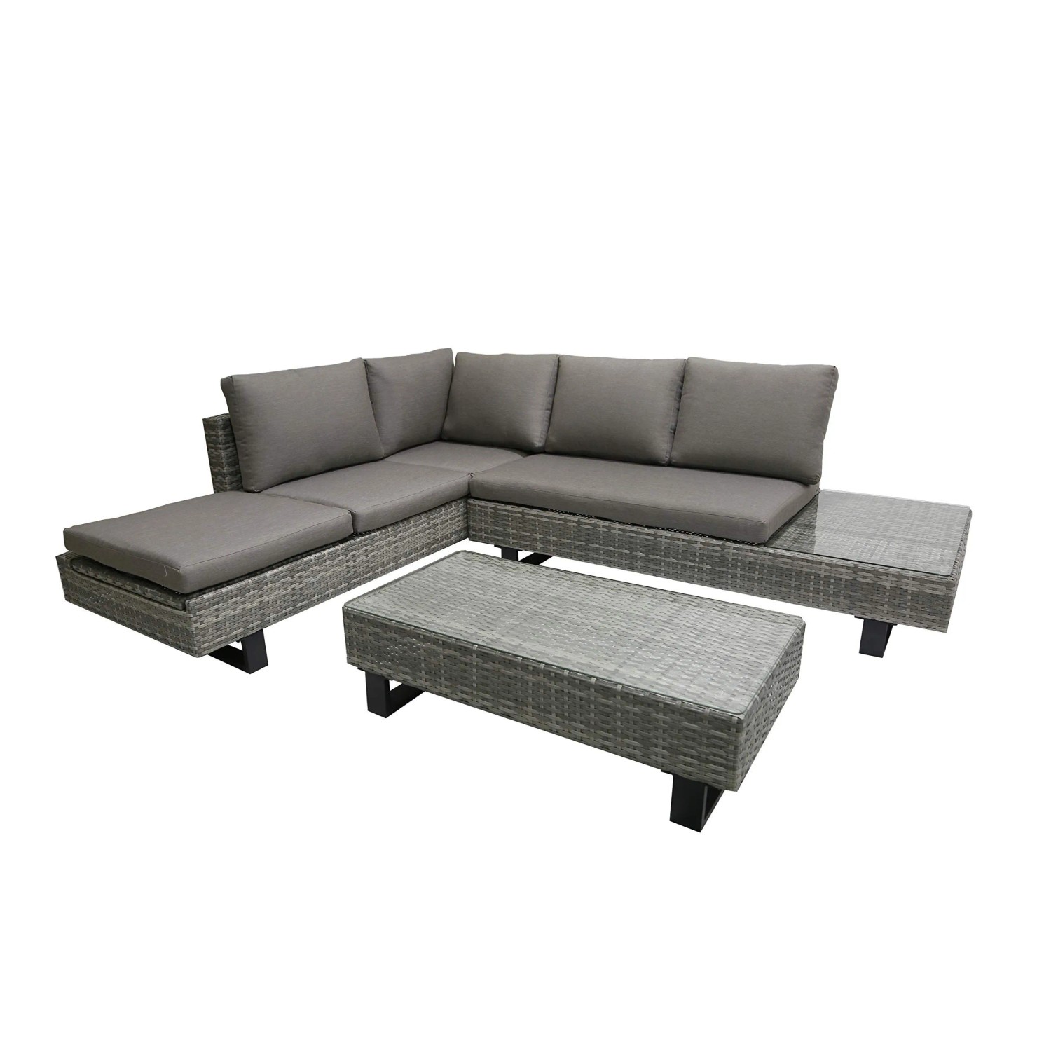 DELUKE Gartenloungeset JOCHEN 3-tlg Alu-Kunststoff Grau Gartenmöbel Set Garten Lounge-Eckgruppe Lounge-Set Pool Loungega...