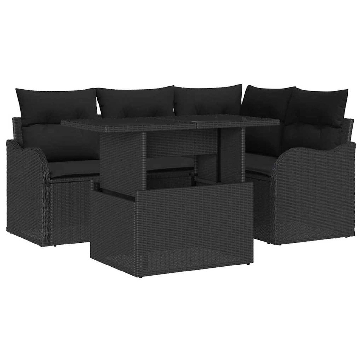 vidaXL Garten-Sofa-Set mit Kissen 5-Tlg Schwarz Poly Rattan 3348459 günstig online kaufen