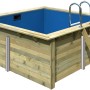 Karibu Holzpool Gr. 1 mit blauer Innenhülle und Leiter. Kesseldruckimprägniert für lange Haltbarkeit.