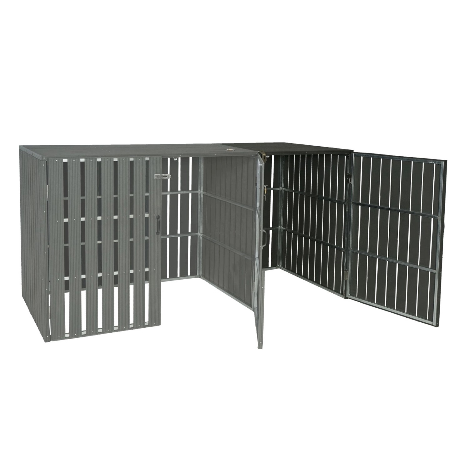 MCW Mülltonnenbox Erweiterung J28 Anthrazit, erweiterbar für 1-2 Tonnen, abschließbar.