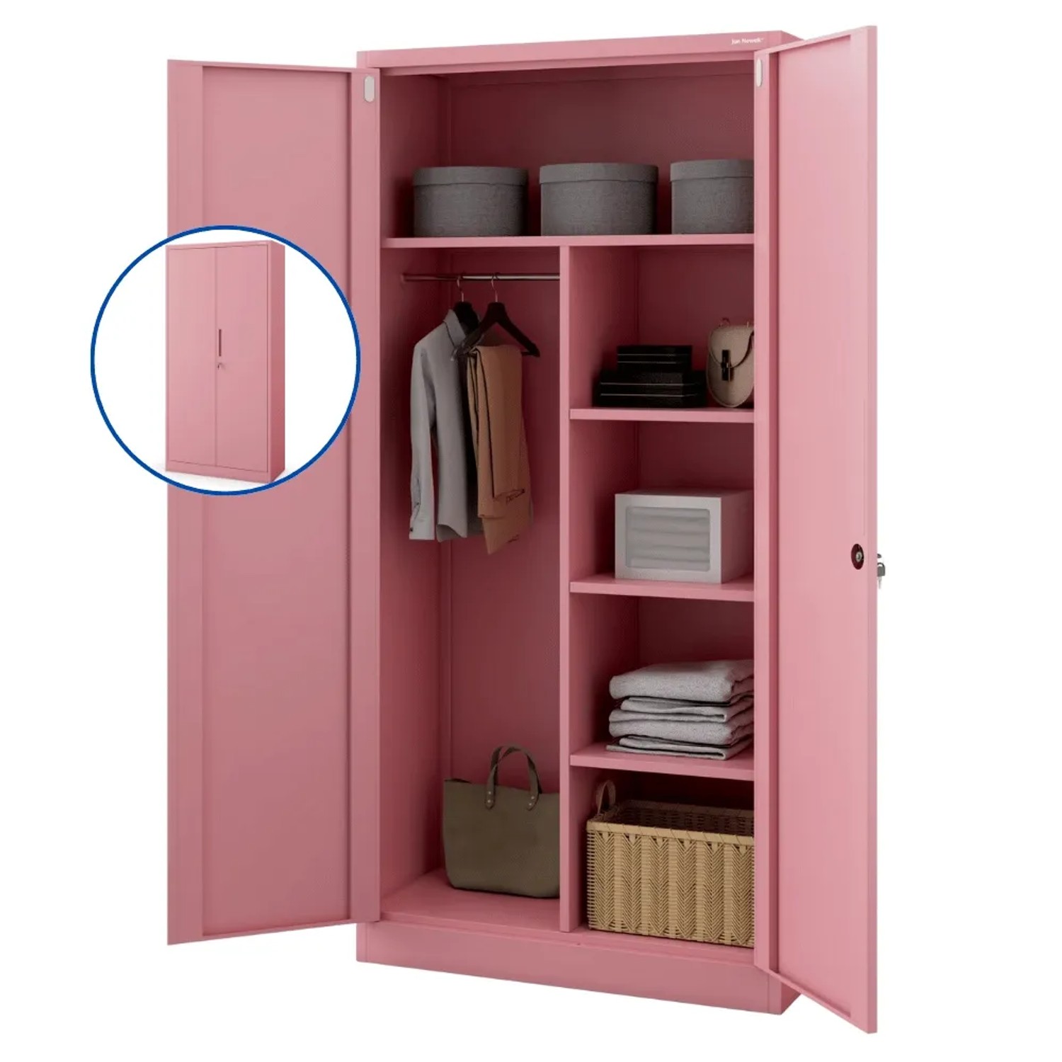 DELUKE Mehrzweckschrank Metall Abschließbar REKL 185 x 90 x 45 cm Rosa Putzschrank Vorratschrank