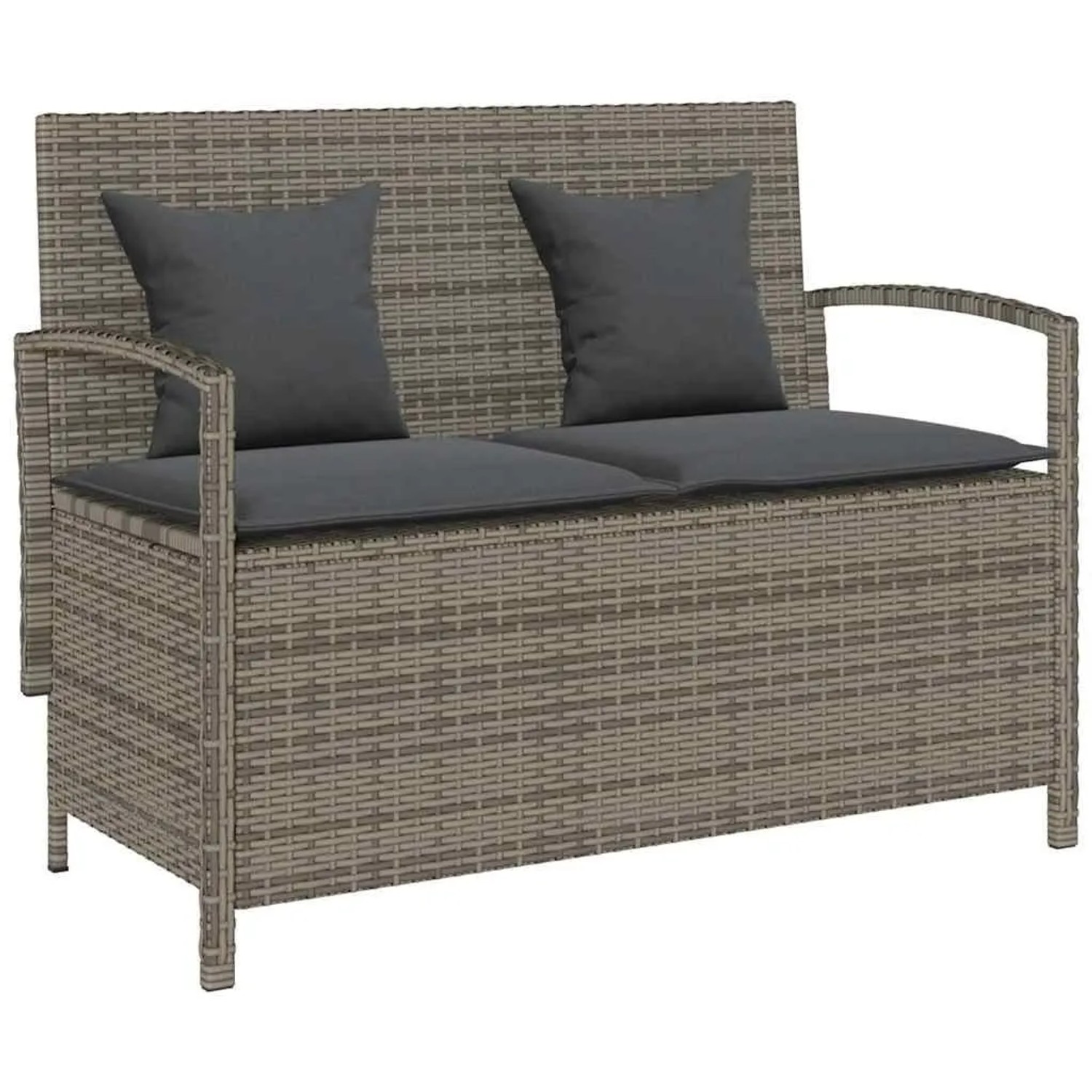 Furnicato Gartenbank Mit Stauraum Und Kissen Grau Poly Rattan