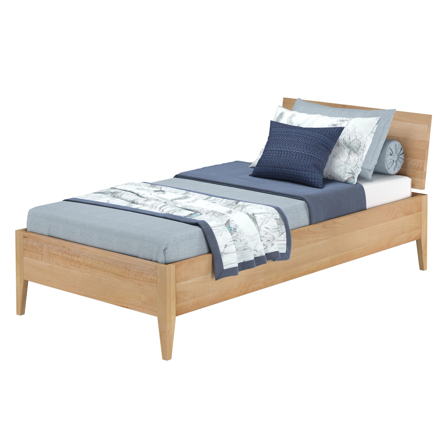 Erst-Holz Einzelbett Metallfrei 100 x 200 Massives Buchenholz Konische Füße günstig online kaufen