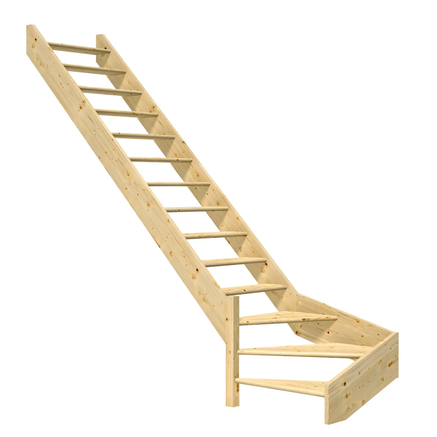 Dolle Wangentreppe Paris 1/4 gewendelt ohne Setzstufen Fichte FSC