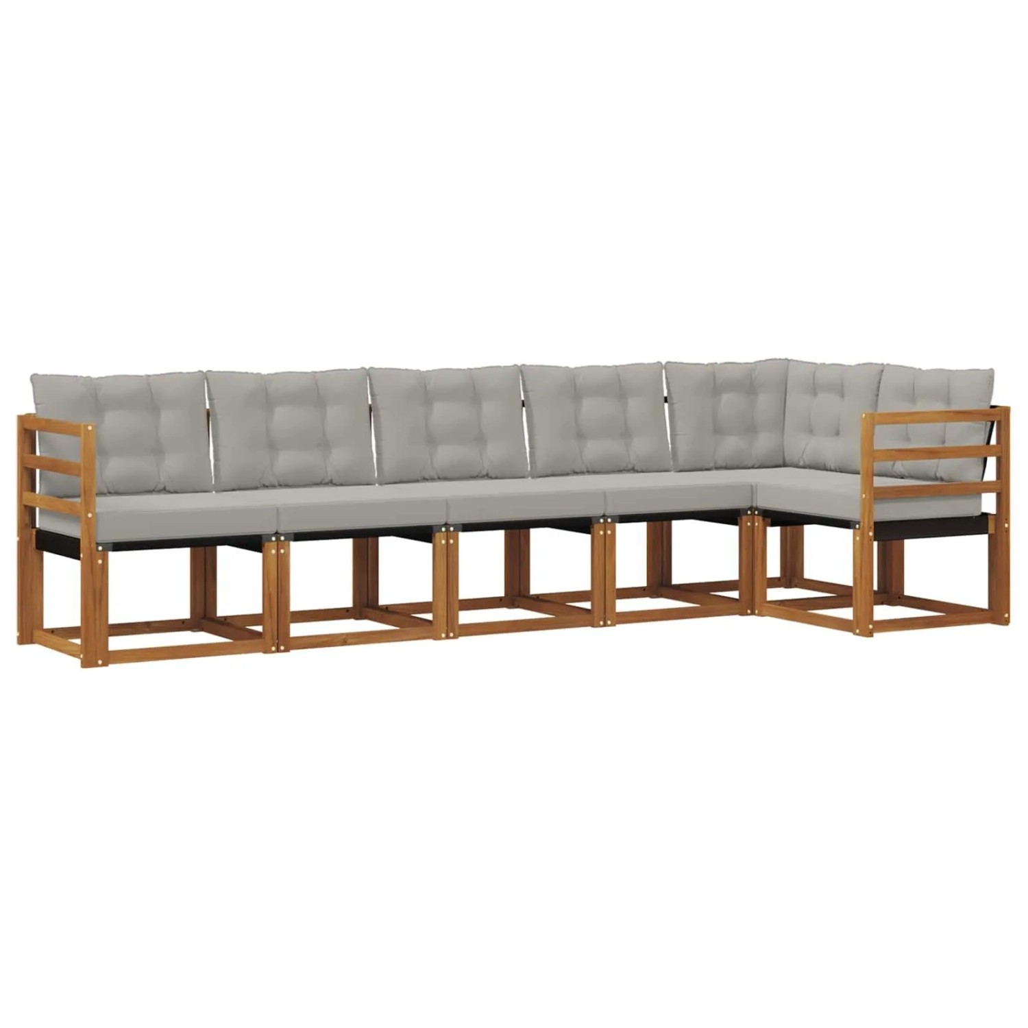 vidaXL Outdoor-Sofagarnitur mit Kissen 6-Tlg Natur und Hellgrau 3368702