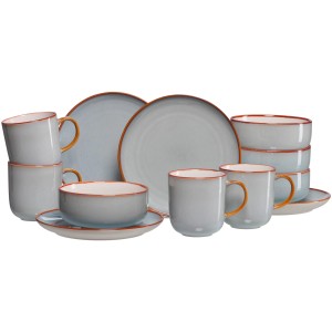 Ritzenhoff & Breker Portofino Frühstücks-Set, 12-teilig: Geschirr-Set mit Tellern, Schalen und Tassen in Hellblau.