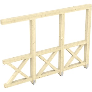 Skan Holz Seitenwand Andreaskreuz aus Leimholz für Terrassenüberdachung, 350 cm tief.