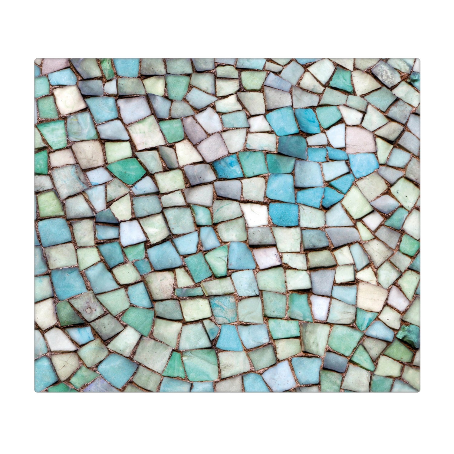 Banjado Herdabdeckplatte Glas 1 Teilig 60x52CM Schneidebrett Herdabdeckung Mit Motiv Mosaik Blau (Maße: 52cm | 0.8cm | 60cm)