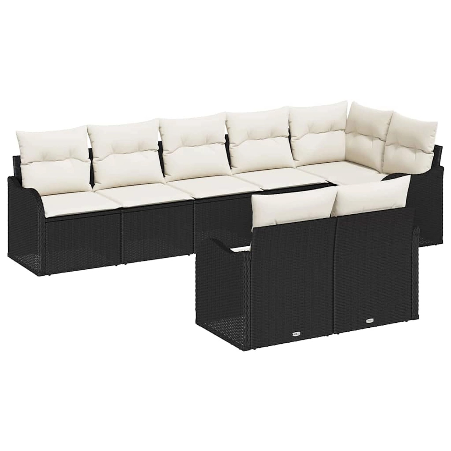 vidaXL Garten-Sofa-Set mit Kissen 8-Tlg Schwarz Poly Rattan 3345747 günstig online kaufen