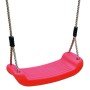 Roter Kunststoff-Schaukelsitz mit Seilen. Ideal für Kinder-Gartenspielgeräte.