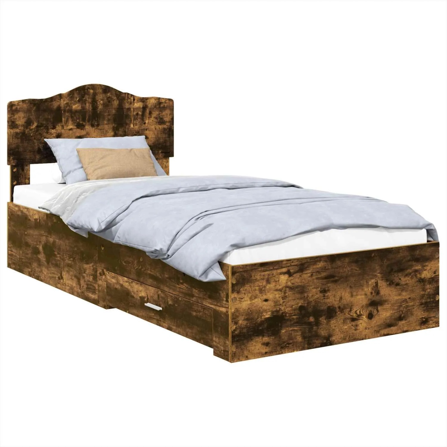 vidaXL Bettrahmen Räuchereiche 90 x 200 cm Holzwerkstoff 3413242