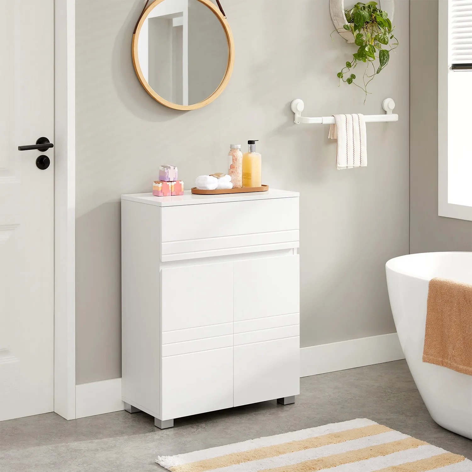 Vasagle Badschrank Weiß 30 cm breit 80 cm hoch mit Schublade und Regal kaufen bei OBI