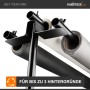 Schwarzes Walimex Pro 3-fach Hintergrundsystem mit drei Rollen für Fotostudio.