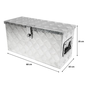 Abschließbare PROREGAL Deichselbox aus Aluminium für PKW-Anhänger, 68x30x25cm.