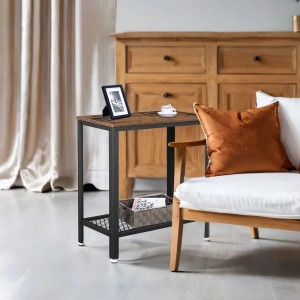 Songmics Beistelltisch Daxton mit Gitterregal Industrie-Design Braun-Schwarz