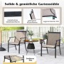 Costway 2er Set Gartenstühle mit breiter Sitzfläche in Kaffee auf Terrasse.